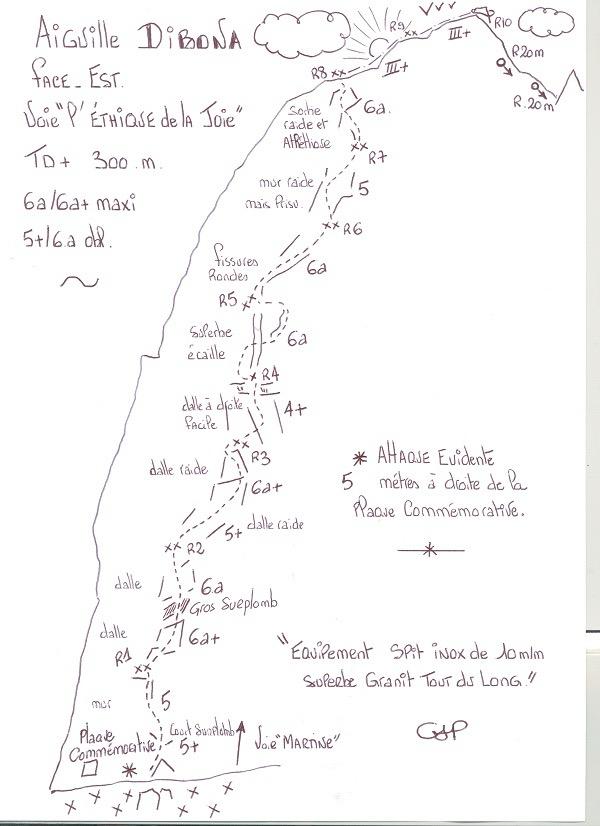Topo Éthique de la Joie — Oostwand (Aiguille Dibona)